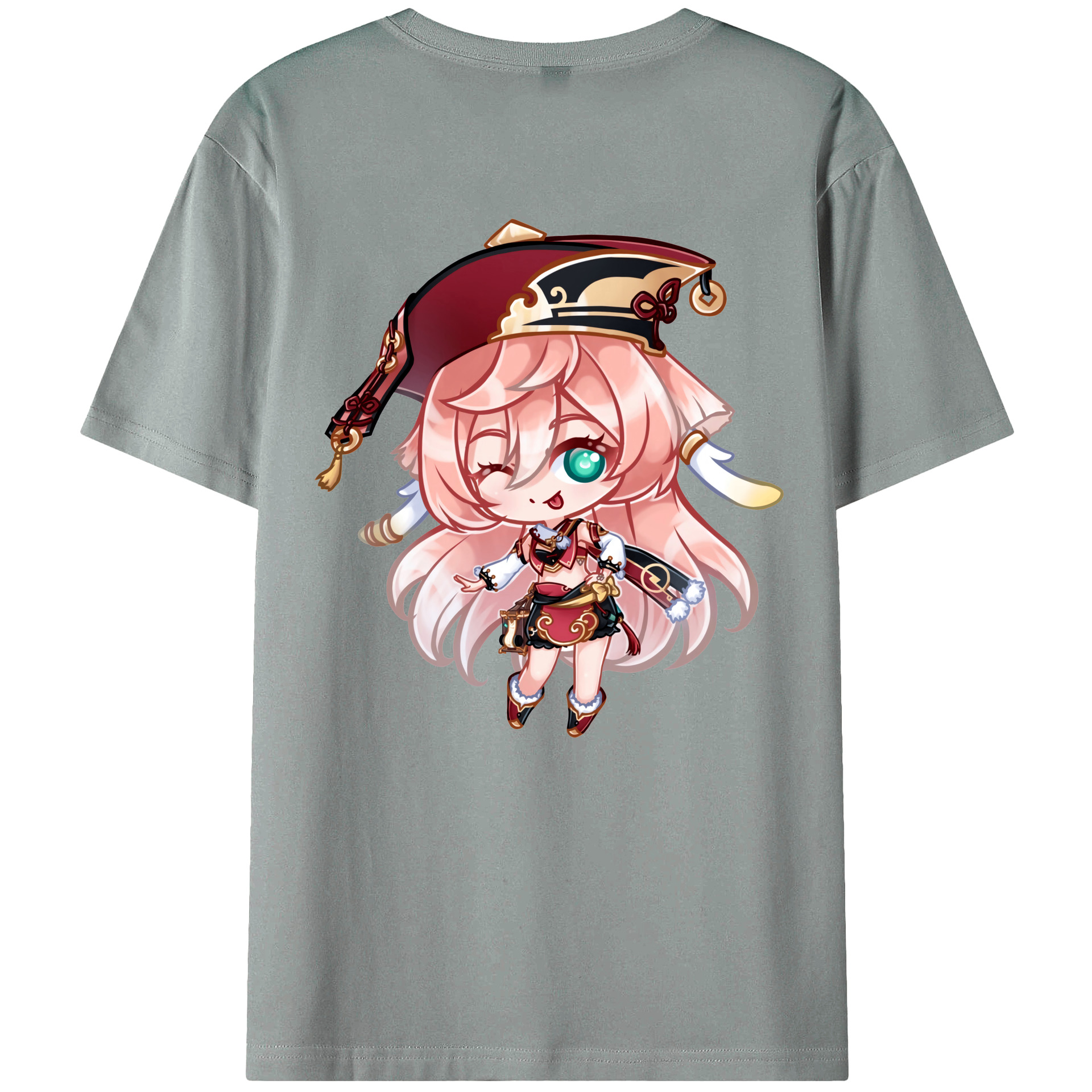 げんし神 ヤンフェイ genshin Yanfei 綿100％ メンズ半袖Tシャツ（バックプリント） 通気性
